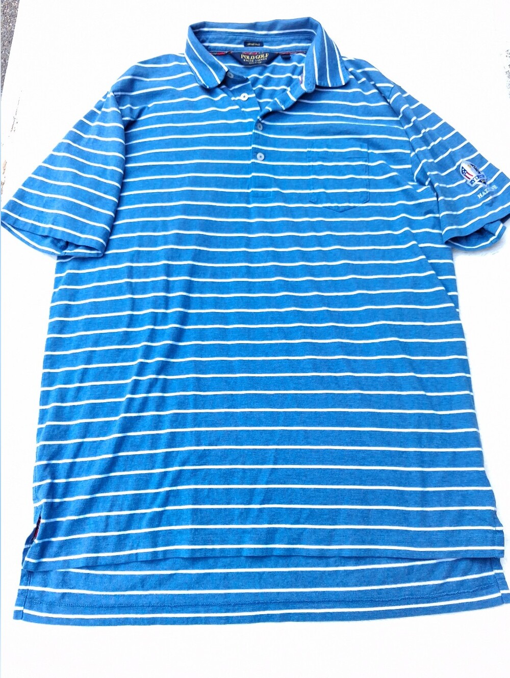 PGA Tour Men’s Bright Blue & White Striped Polo